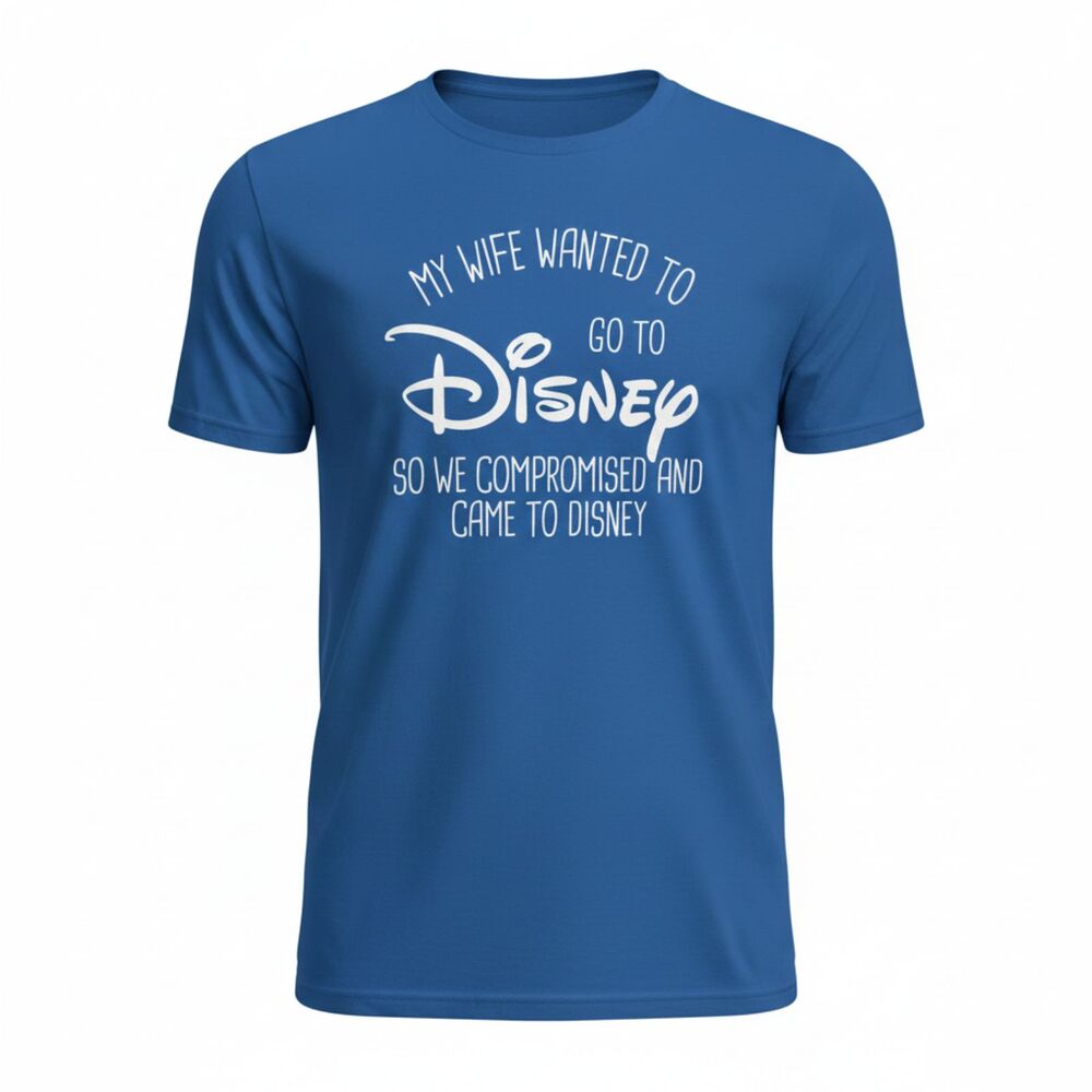 Funny Disney T Shirt Mens 2XL Blue My Wife Wanted Disney Tee